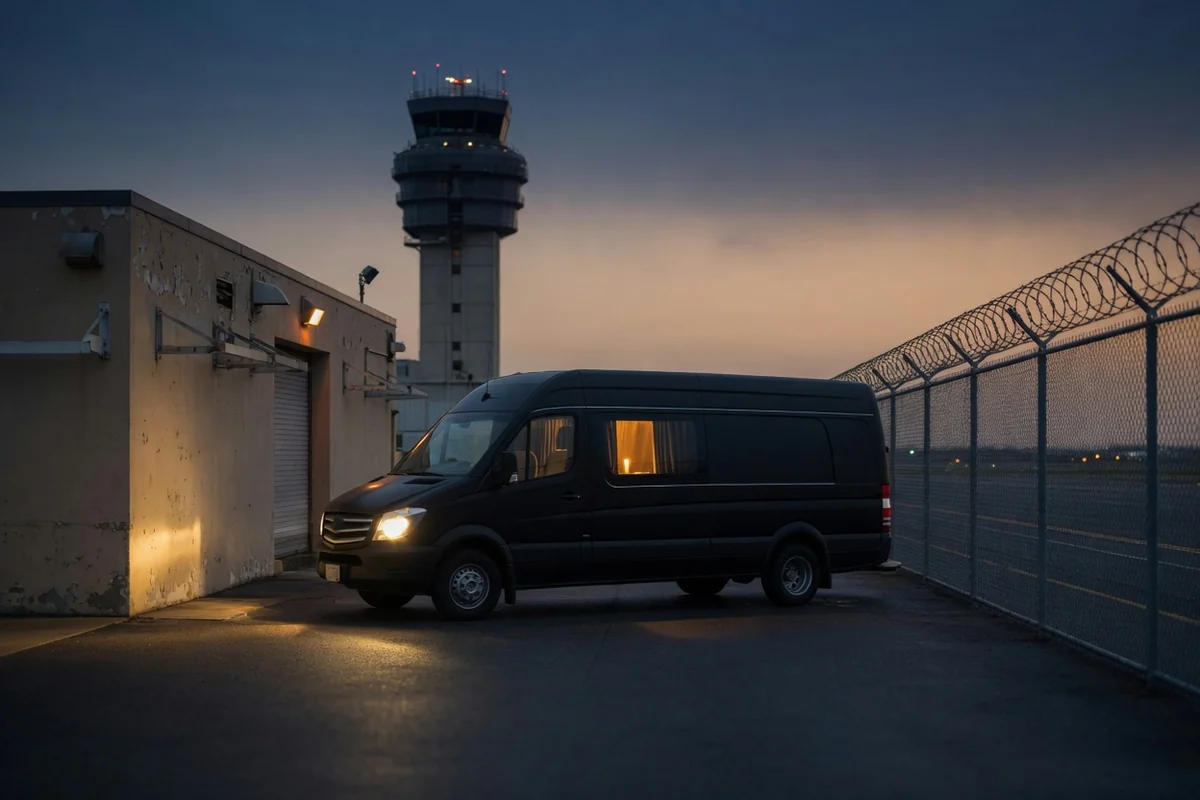 Dubă funerară la biroul cargo al aeroportului, în zori — preluarea în România