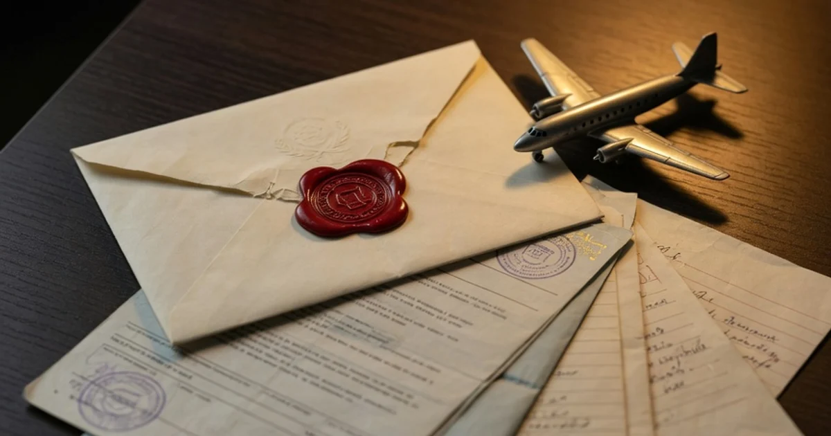Plic consular sigilat și documente oficiale pe birou