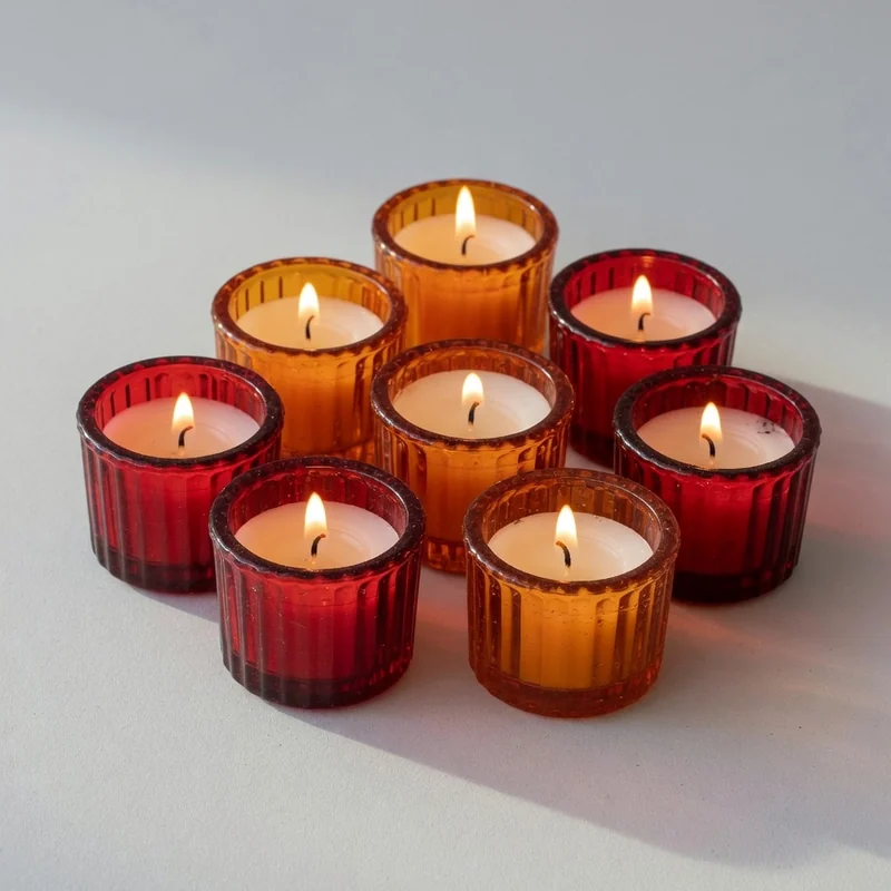 Candele tradiționale din sticlă cu flacără caldă